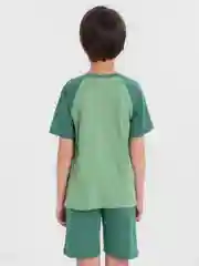 Зеленый детский комплект для мальчика: футболка и шорты, хлопок, 6-10 лет