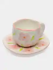 Розовый керамическая посуда из pinterest, чайная пара подарочная, набор чашка и блюдце, кружка