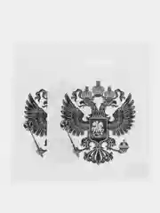 Пакет подарочный бело-черный 30х40 см с символикой Герб 2 шт