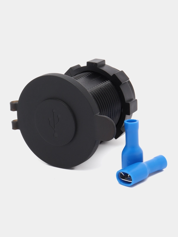 Розетка врезная автомобильная c разъемами быстрой зарядки USB QC3.0 и PD круглая 12V-24V