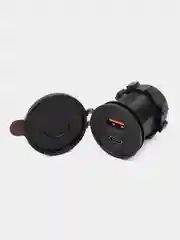 Розетка врезная автомобильная c разъемами быстрой зарядки USB QC3.0 и PD круглая 12V-24V