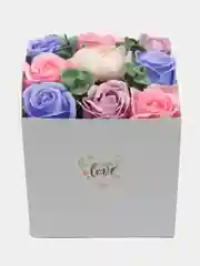 Фиолетовый букет из мыла "Розы", подарочный, в коробке, 9 шт