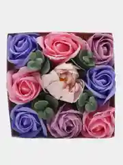 Голубой букет из мыла "Розы", подарочный, в коробке, 9 шт
