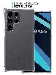 Чехол для Samsung Galaxy S23 Ultra противоударный силиконовый ROSCO прозрачный с углами
