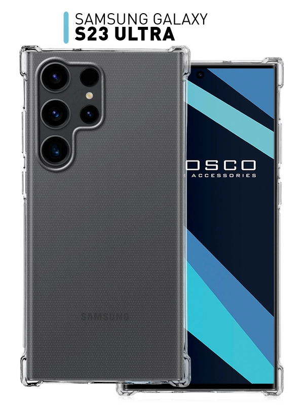 Чехол для Samsung Galaxy S23 Ultra противоударный силиконовый ROSCO прозрачный с углами