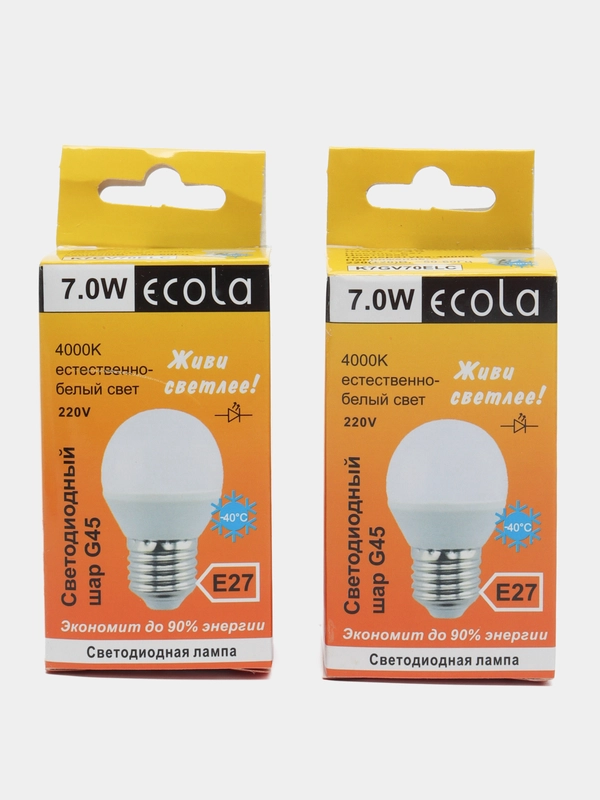 Лампочка светодиодная е27 4000К/6000K 10W/ энергосберегающая/шар/Ecola globe G45