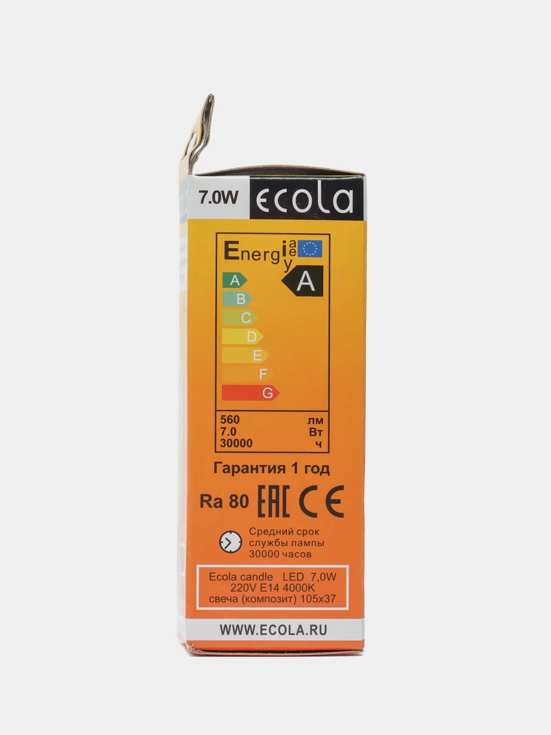 Светодиодная лампочка Ecola candle LED 7/8/9/10Вт E14 4000K/6000K свеча (композит) 100x37