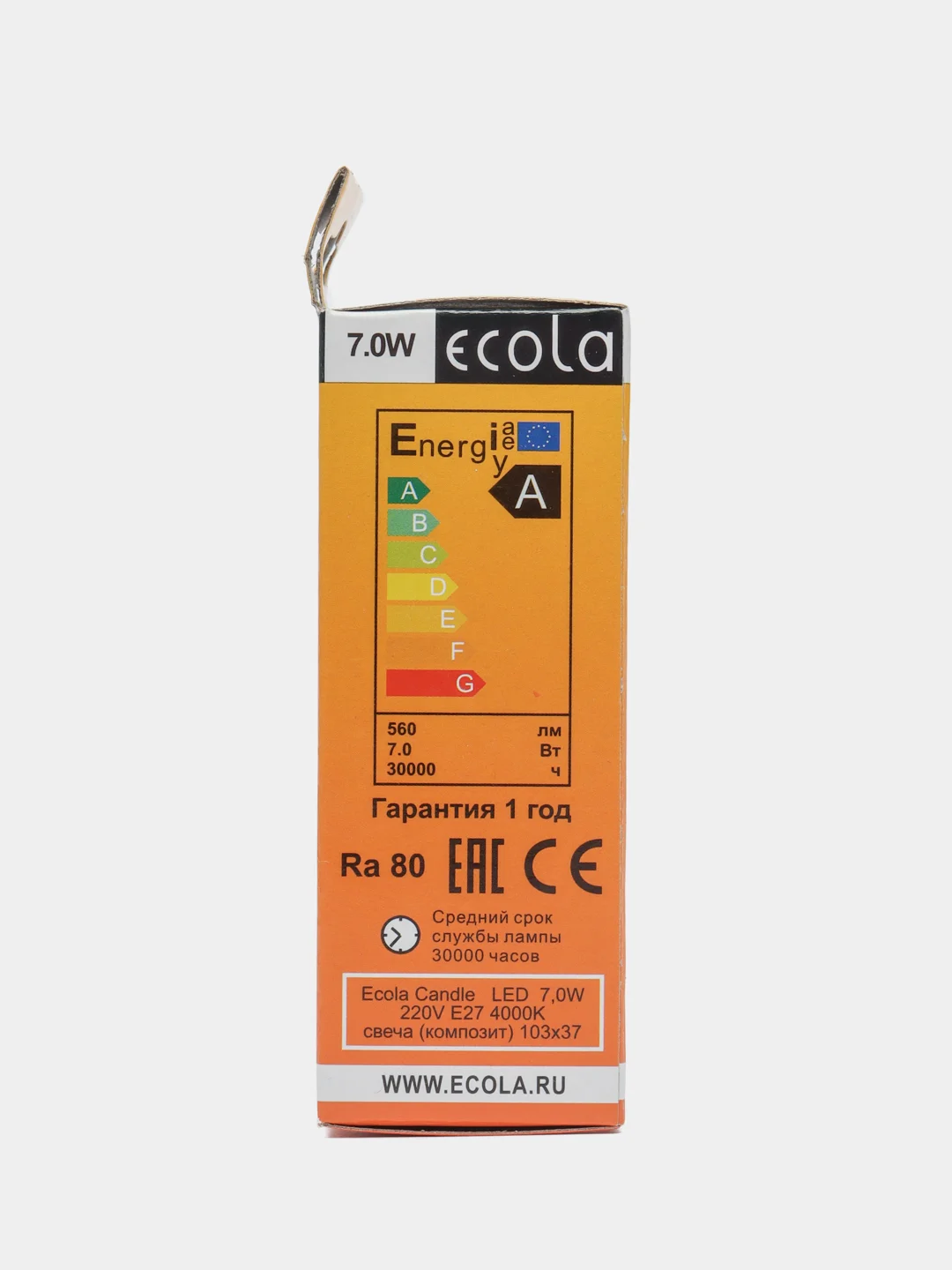 Светодиодная лампочка Ecola candle LED 7/8/9/10Вт E27 4000K/6000K свеча (композит) 100x37