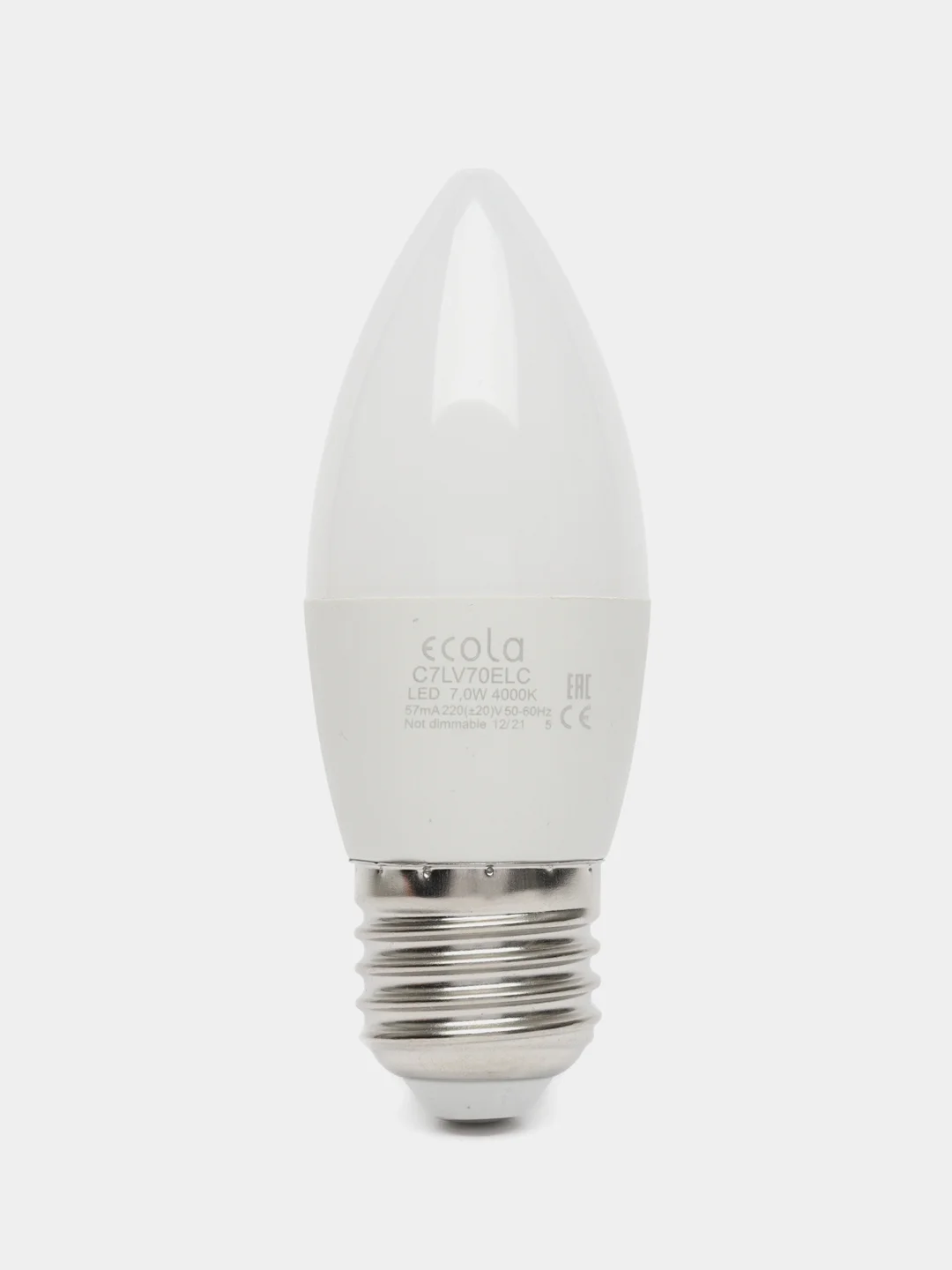 Светодиодная лампочка Ecola candle LED 7/8/9/10Вт E27 4000K/6000K свеча (композит) 100x37