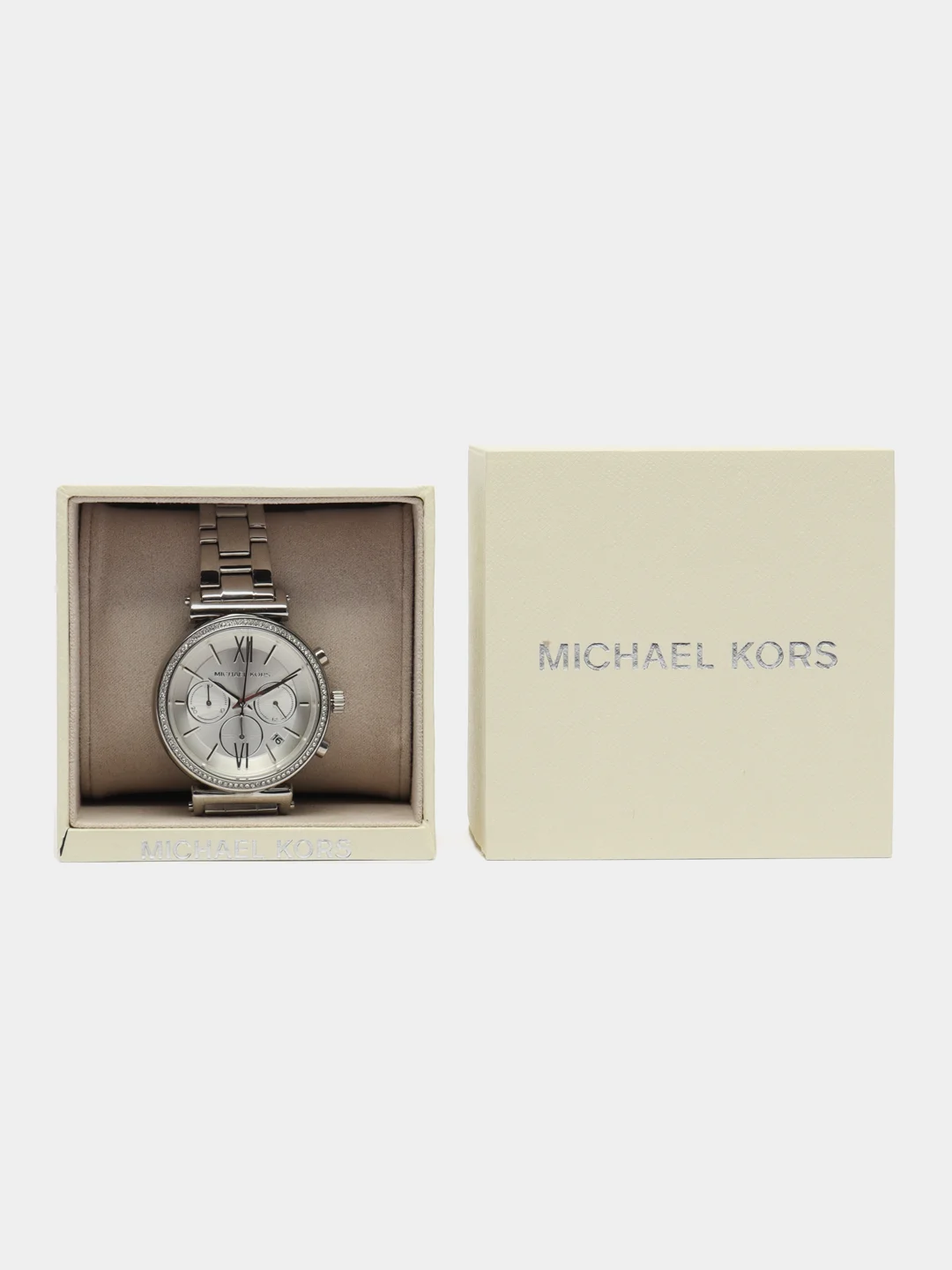 Серый металлик наручные женские часы Michaell Kors