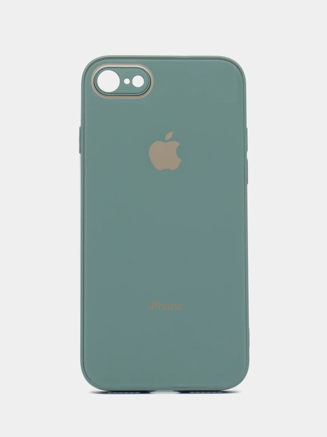 Зеленый чехол для iPhone 7, iPhone 8, iPhone SE, со стеклянной панелью и защитой камеры