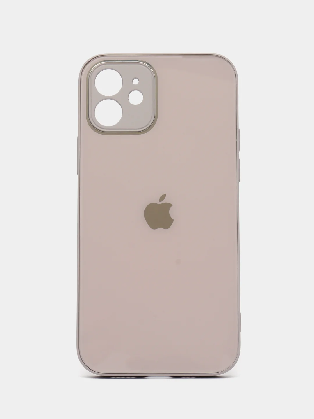 Бежевый меланж чехол для iPhone 12, со стеклянной панелью и защитой камеры
