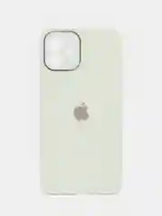 Белый чехол для iPhone 12, со стеклянной панелью и защитой камеры