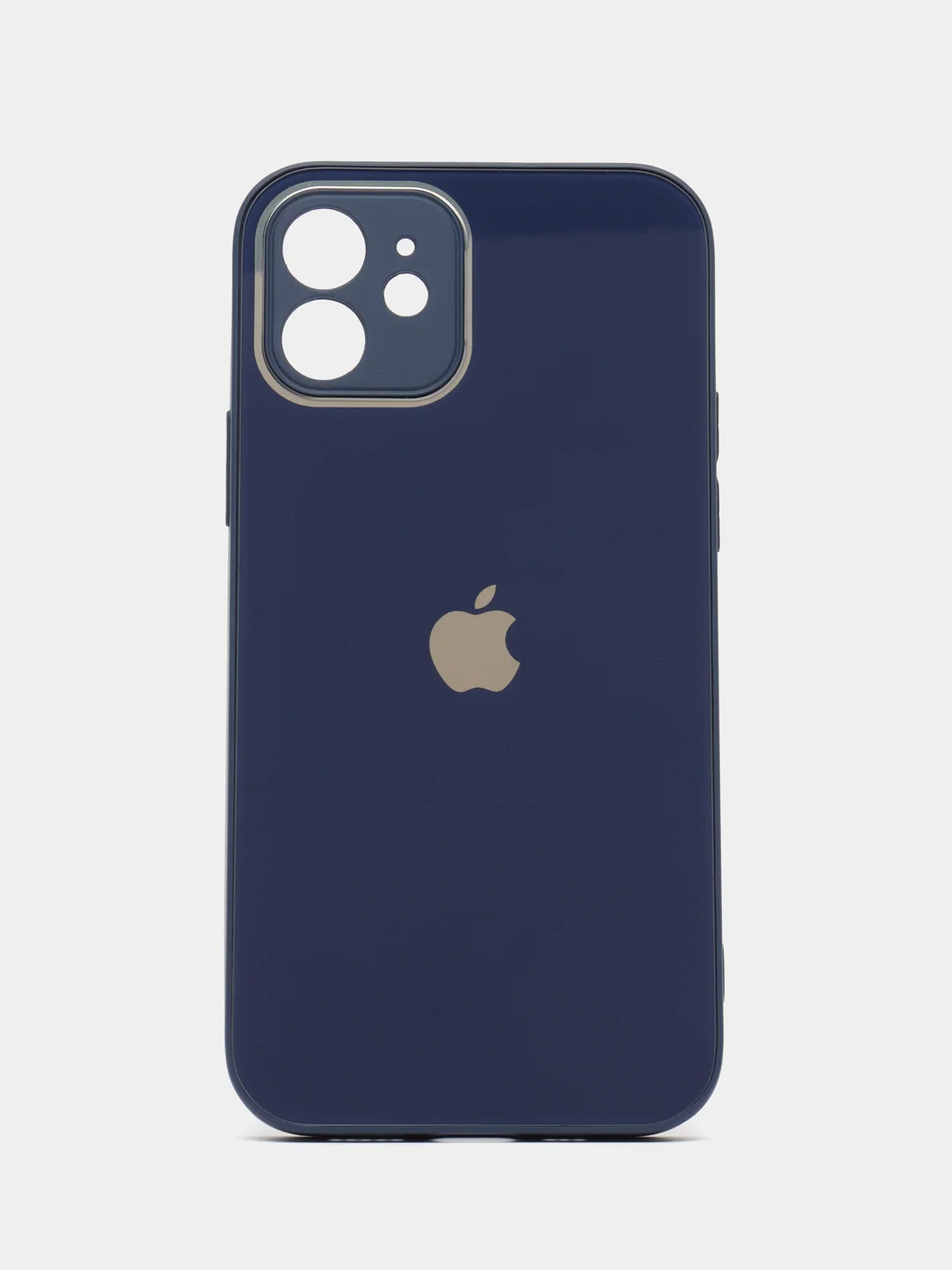 Синий чехол для iPhone 12, со стеклянной панелью и защитой камеры