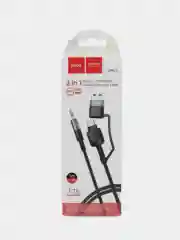 Аудиокабель Type-C+USB2.0 на AUX 3.5 мм 2в1 hoco UPA23, переходник 1м ПРОЧНЫЙ, ГИБКИЙ