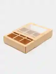 Карамельный коробка складная для 9 конфет с обечайкой и окном, 14 х 14 х 3,5 см