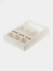 Белый коробка складная для 9 конфет с обечайкой и окном, 14 х 14 х 3,5 см