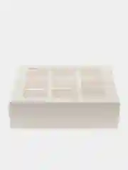 Белый коробка складная для 9 конфет с обечайкой и окном, 14 х 14 х 3,5 см