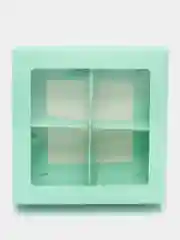 Карамельный коробка складная для 4 конфет с окном, 12,5 х 12,5 х 3,5 см