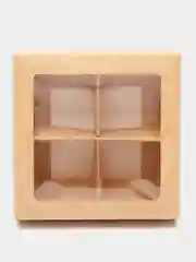 Карамельный коробка складная для 4 конфет с окном, 12,5 х 12,5 х 3,5 см