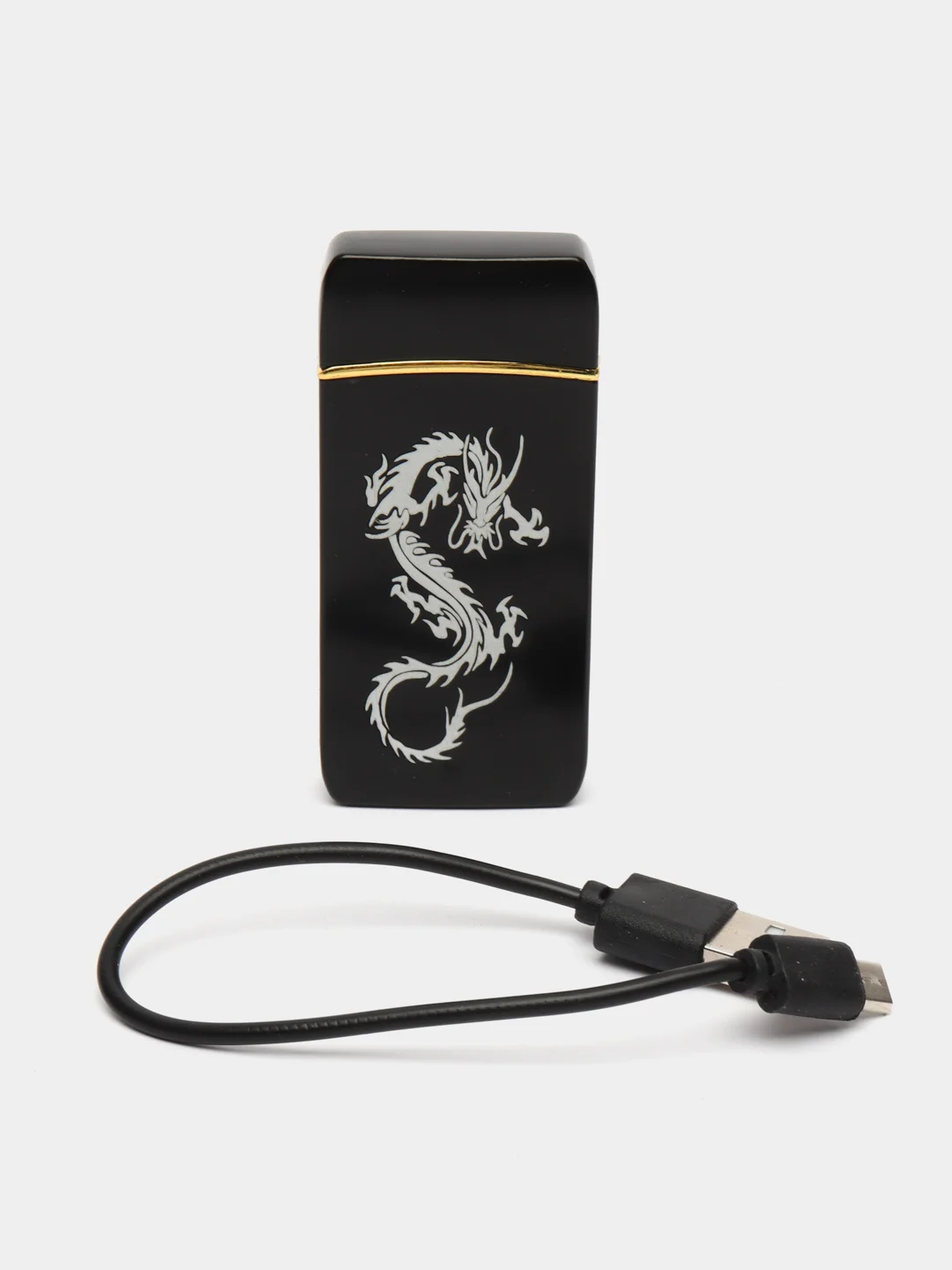 Синий зажигалка электронная металлическая с драконом USB Plazma плазменная, подарок на новый год