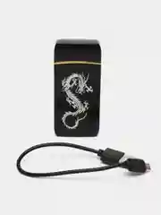 Синий зажигалка электронная металлическая с драконом USB Plazma плазменная, подарок на новый год