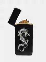 Синий зажигалка электронная металлическая с драконом USB Plazma плазменная, подарок на новый год