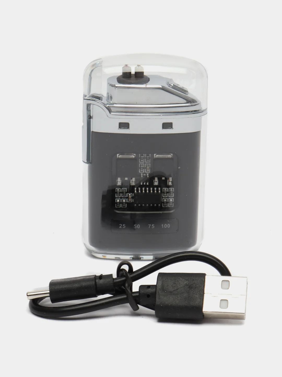Белый зажигалка электронная, плазменная прозрачная, USB Plazma, дуговая, черная и белая