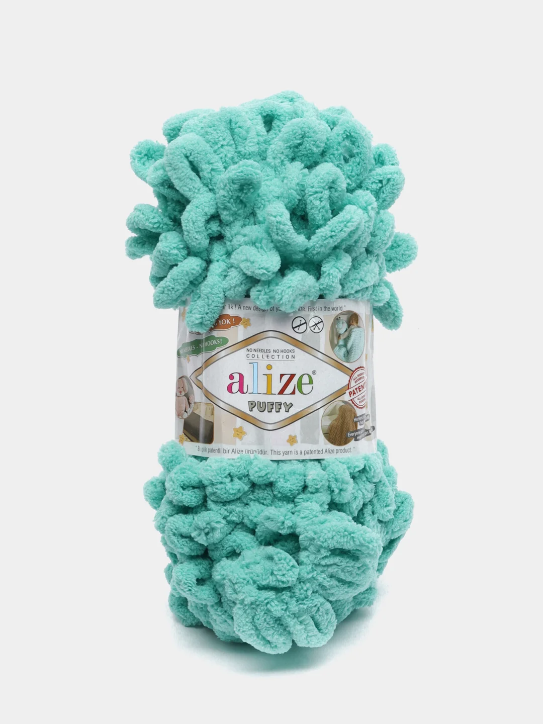 Пряжа Alize Puffy, 100г, 9м, 100% микрополиэстер, 741 мята, 5 штук