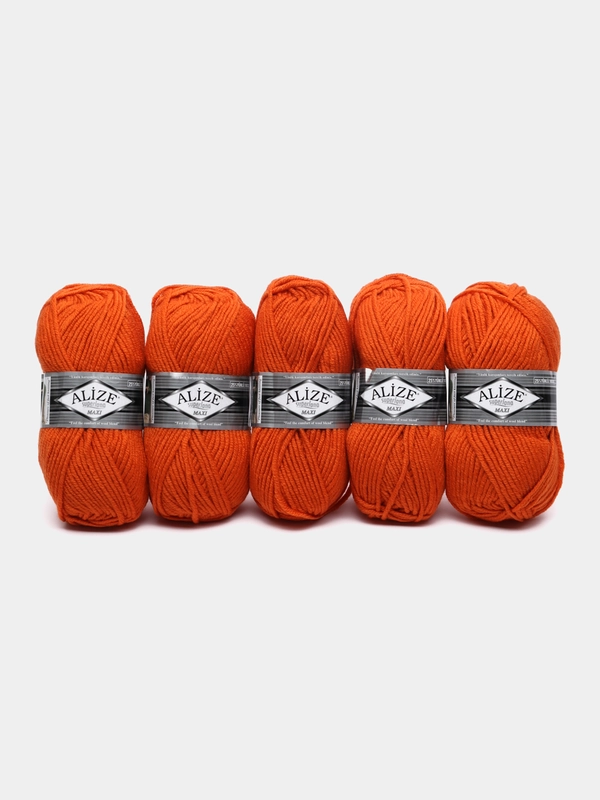 Пряжа Alize Superlana maxi 100гр, 100м, 75% акрил, 25%шерсть, ТУ 225 оранжевый, 5 штук