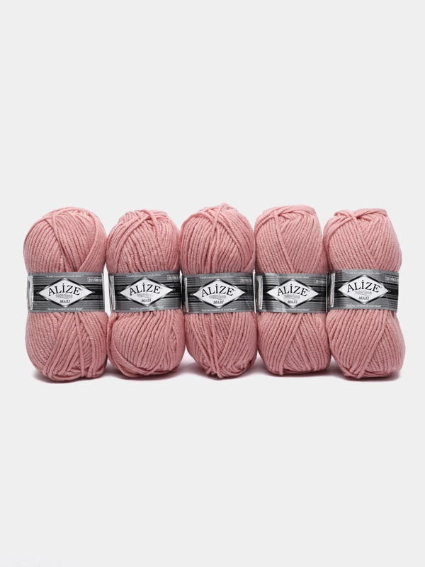 Пряжа ALIZE Superlana maxi, 100гр, 100м, 75% акрил, 25%шерсть, ТУ 161 розовый, 5 штук