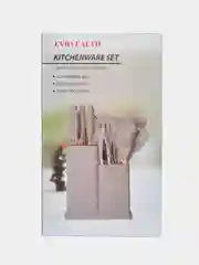 Серый набор кухонных принадлежностей, ножей, 19 предметов