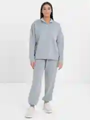 Серый меланж спортивный костюм с замком, на флисе