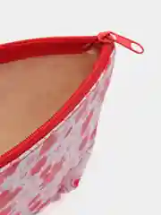 Алый косметичка женская плоская на молнии 19*2*10 см (принт: бабочки, цветы, горох)