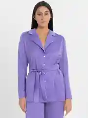 Лавандовый костюм двойка шелковый