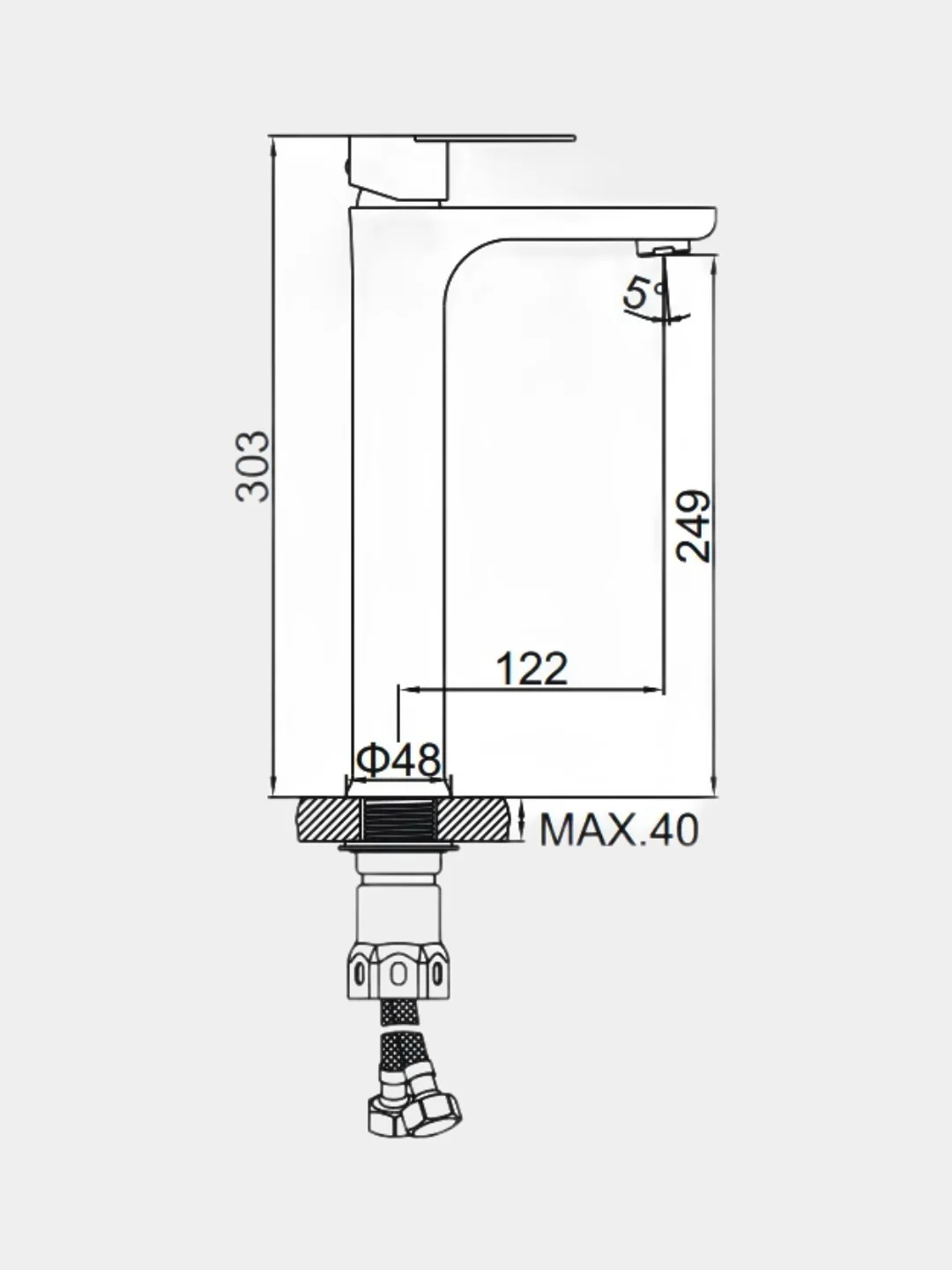 Черный смеситель для раковины (высокий) Ledeme L71118B