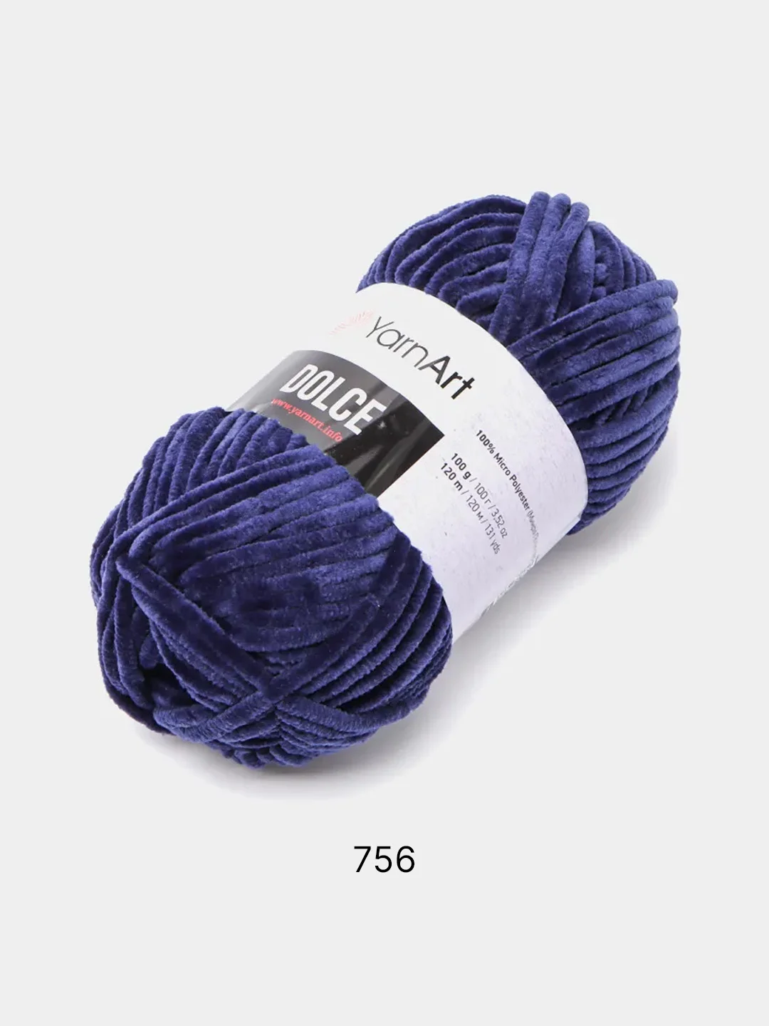 Темно-синий пряжа Плюшевая YarnArt Dolce 100% Микрополиэстер 100г 120м (Велюровая ЯрнАрт Долче)