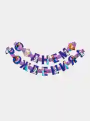 Аметистовый гирлянда на ленте и люверсах "С Днем Рождения!" Холодное сердце