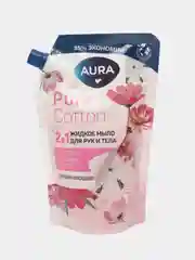 Вишнёвый жидкое мыло, крем-мыло 2в1 для рук и тела AURA Pure Cotton, 450 мл