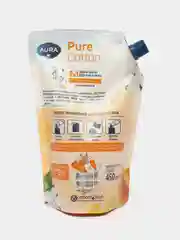 Желтый жидкое мыло, крем-мыло 2в1 для рук и тела AURA Pure Cotton, 450 мл
