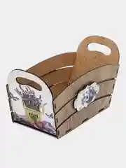 Светло-коричневый подарок , ящик декоративный с ручкой, подставка(корзина) для подарков,