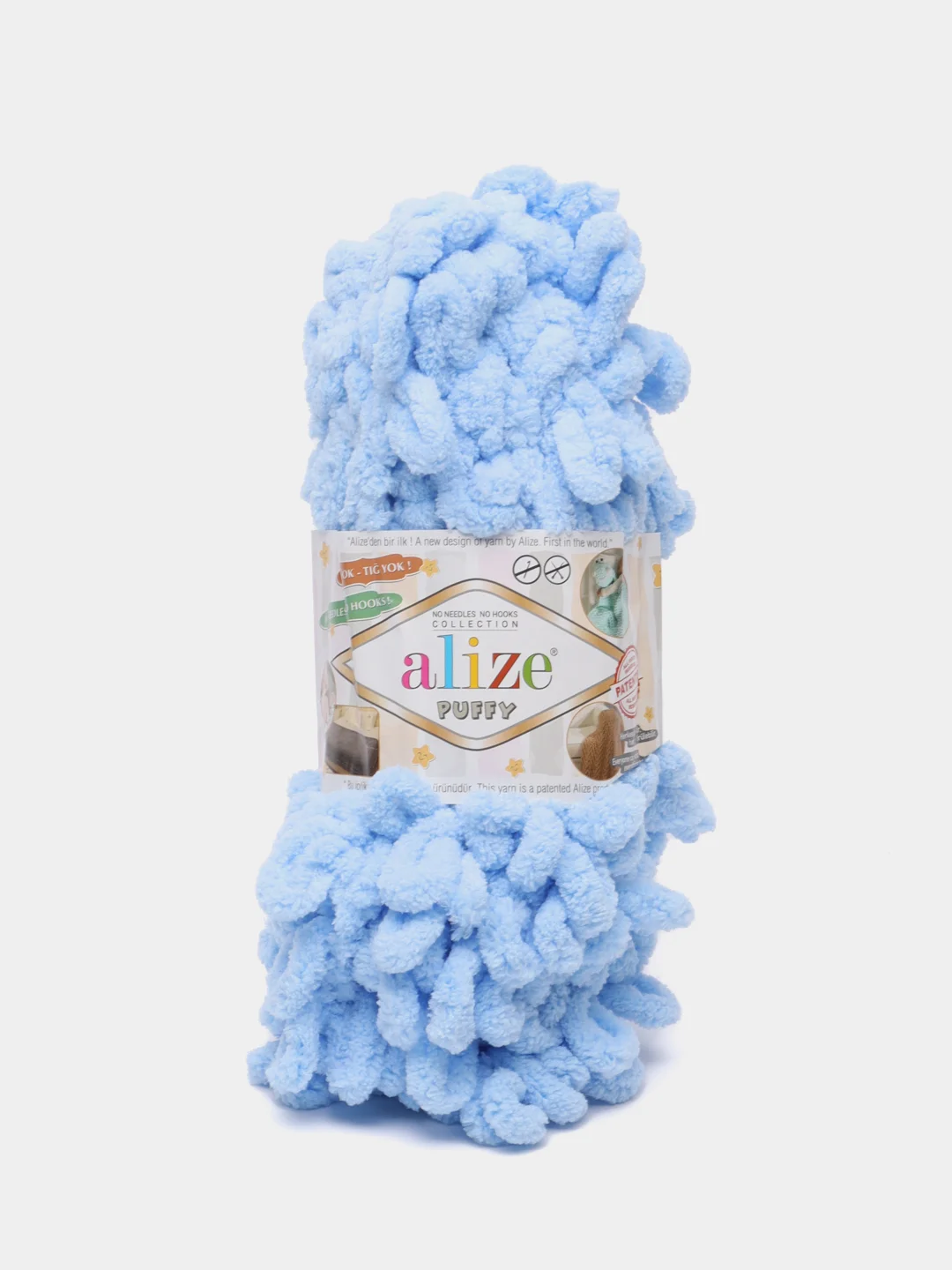 Пряжа Alize Puffy, 100г, 9м, 100% микрополиэстер, 183 св.-голубой, 5 штук