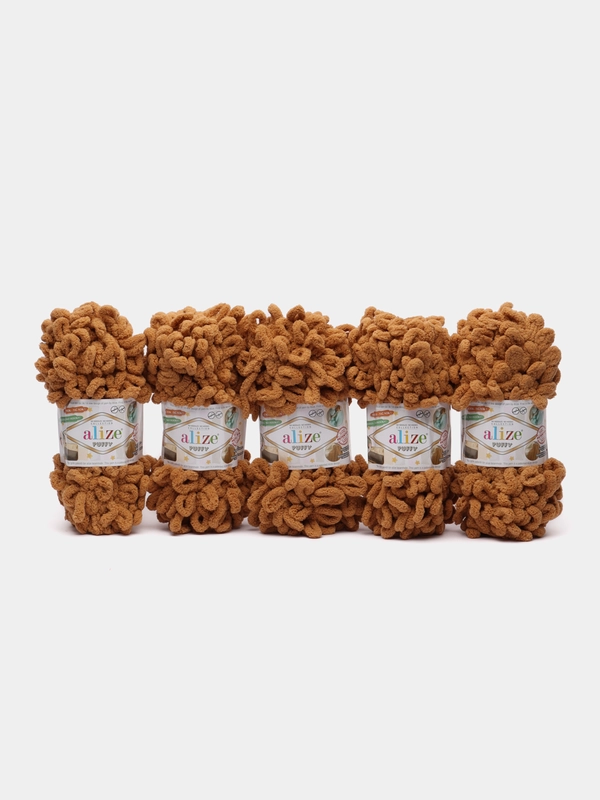 Пряжа Alize Puffy, 100г, 9м, 100% микрополиэстер, 179 терракот, 5 штук