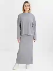 Серый костюм женский с длинной юбкой