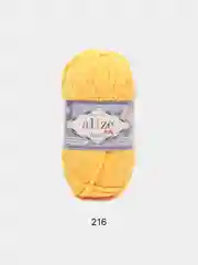 Желтый пряжа плюшевая Alize Velluto, 100% микрополиэстер, 100г, 68м, плюшевая, велюровая веллюто