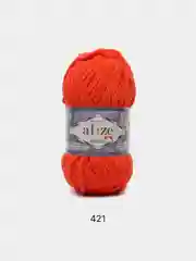 Алый пряжа плюшевая Alize Velluto, 100% микрополиэстер, 100г, 68м, плюшевая, велюровая веллюто