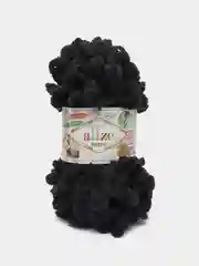 Пряжа Alize Puffy, 100г, 9м, 100% микрополиэстер, 60 черный, 5 штук
