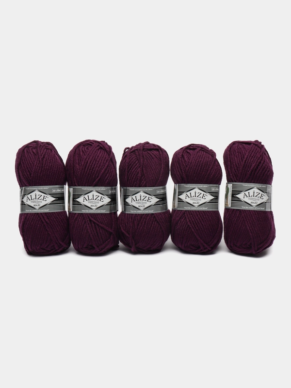Пряжа Alize Superlana maxi, 100гр, 100м, 75% акрил, 25%шерсть, ТУ 111 фиолетовый, 5 штук