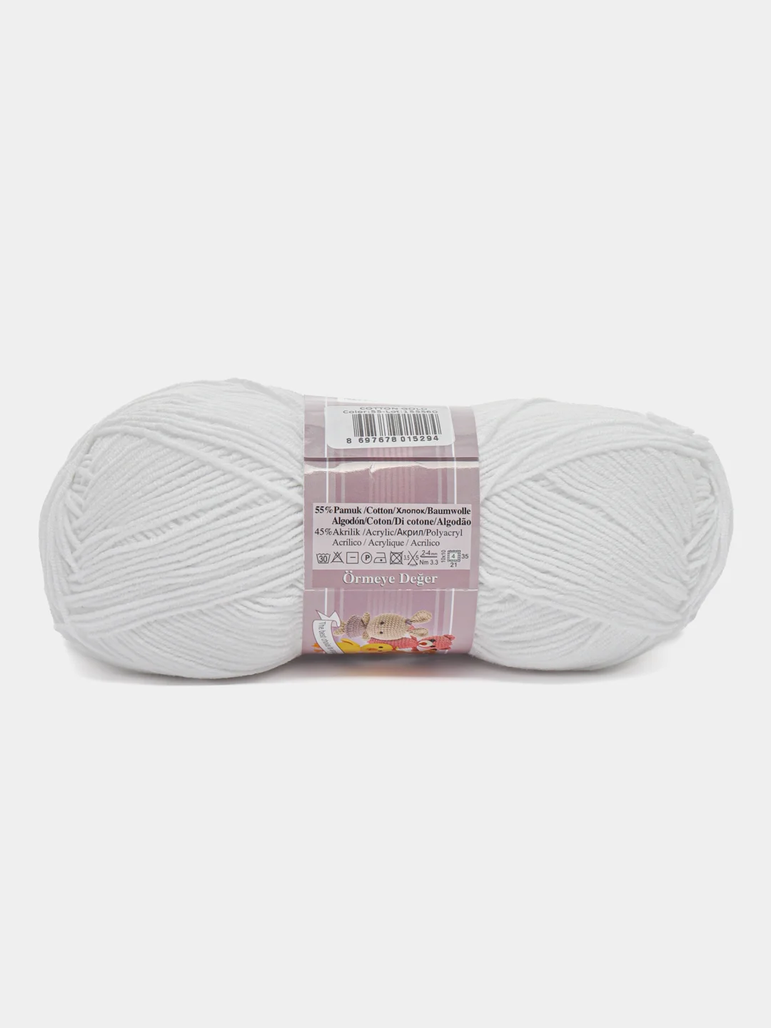 Пряжа Alize Cotton gold, 100гр, 330м, 55% хлопок, 45% акрил, ТУ 55 белый, 5 штук