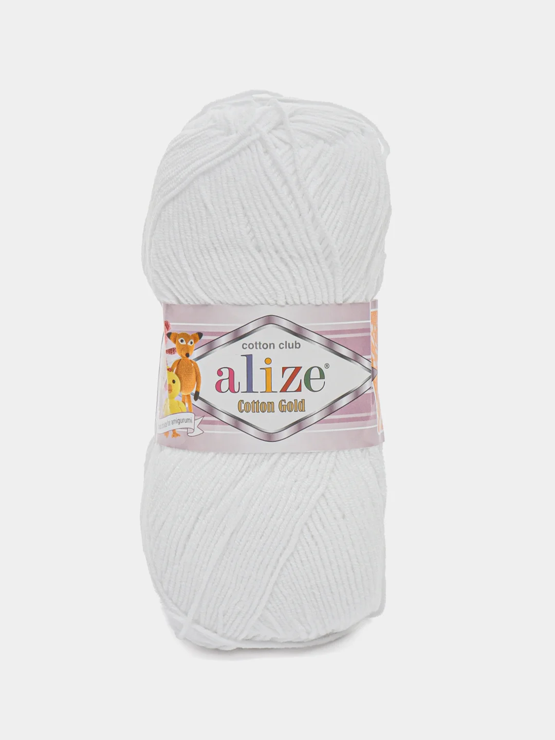 Пряжа Alize Cotton gold, 100гр, 330м, 55% хлопок, 45% акрил, ТУ 55 белый, 5 штук